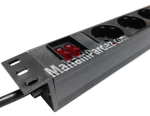 پاور ماژول 8 پورت آلومینیومی با کلید دو پل 16 آمپر | پاور ماژول رکمونت